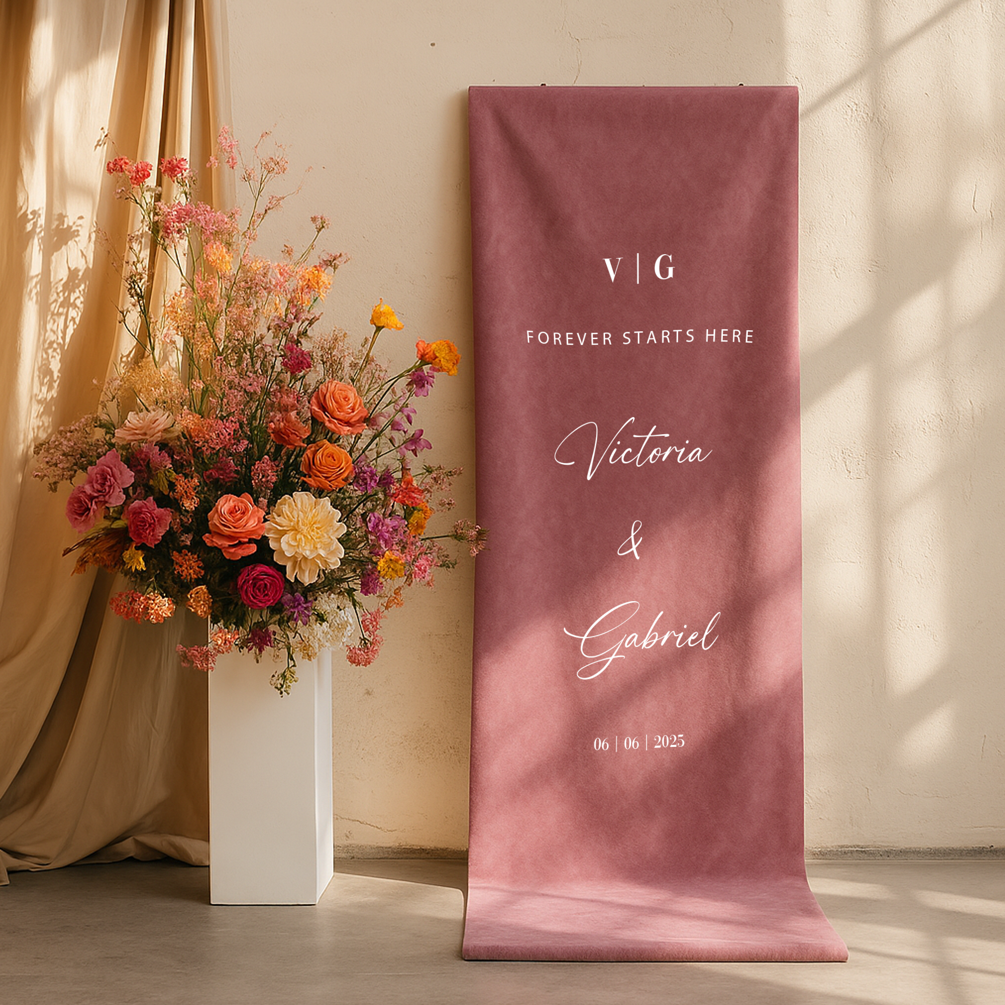 Luxe welkomstbanner fluweel roze - Drukgeluk