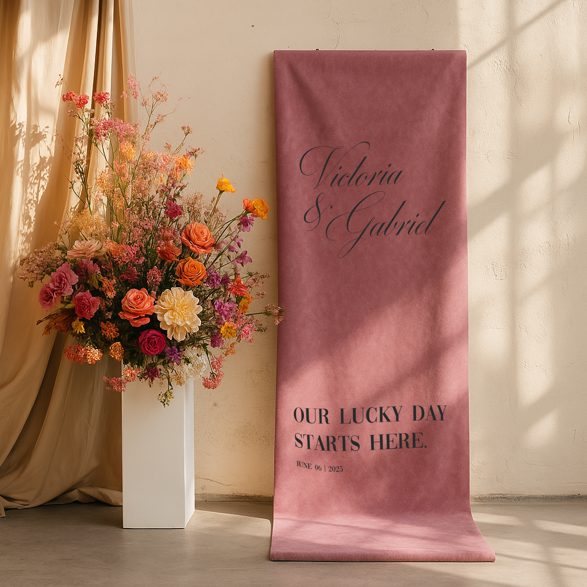 Luxe welkomstbanner fluweel roze - Drukgeluk