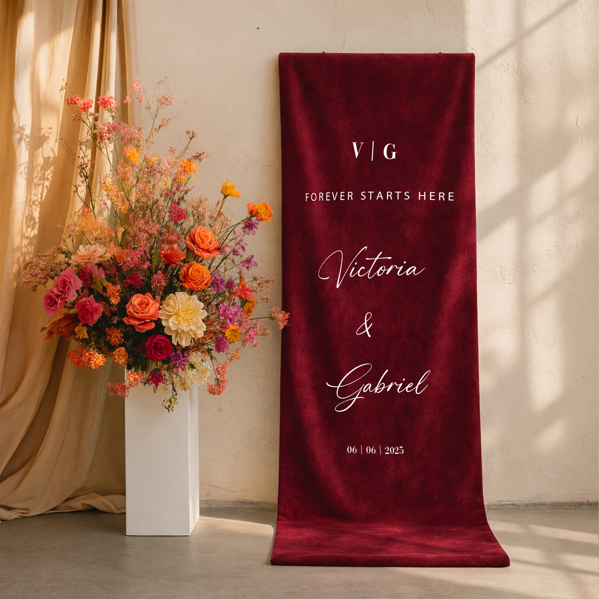 Luxe welkomstbanner fluweel bordeaux - Drukgeluk