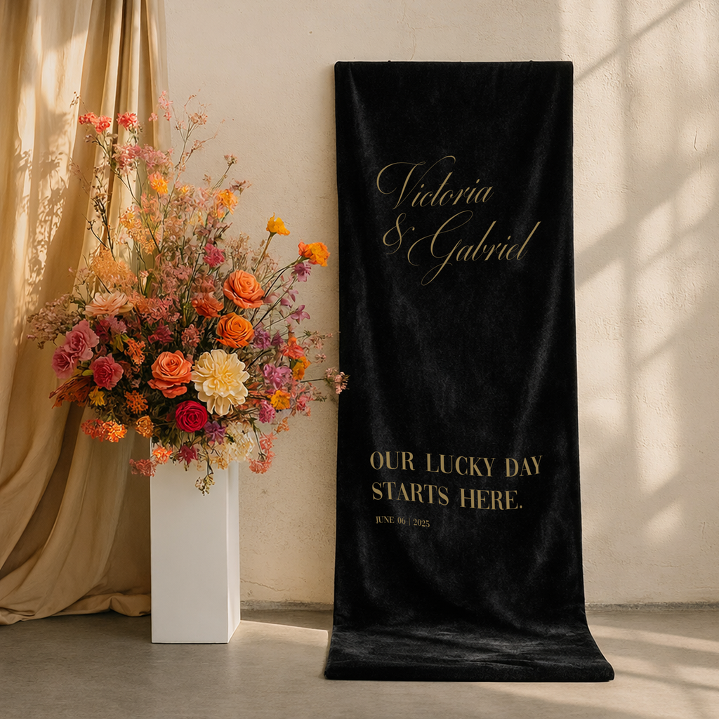 Luxe welkomstbanner fluweel zwart - Drukgeluk