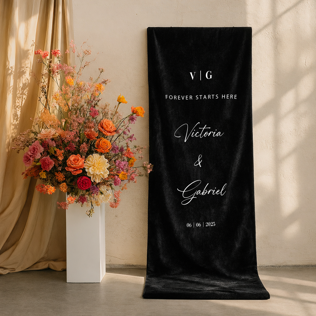 Luxe welkomstbanner fluweel zwart - Drukgeluk