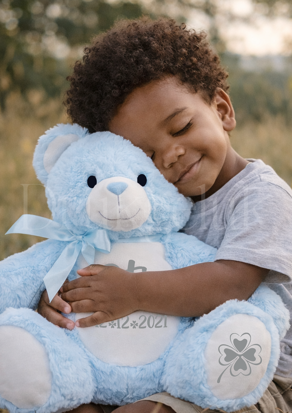 Wensknuffel Teddy blauw met rits 40 cm - Drukgeluk