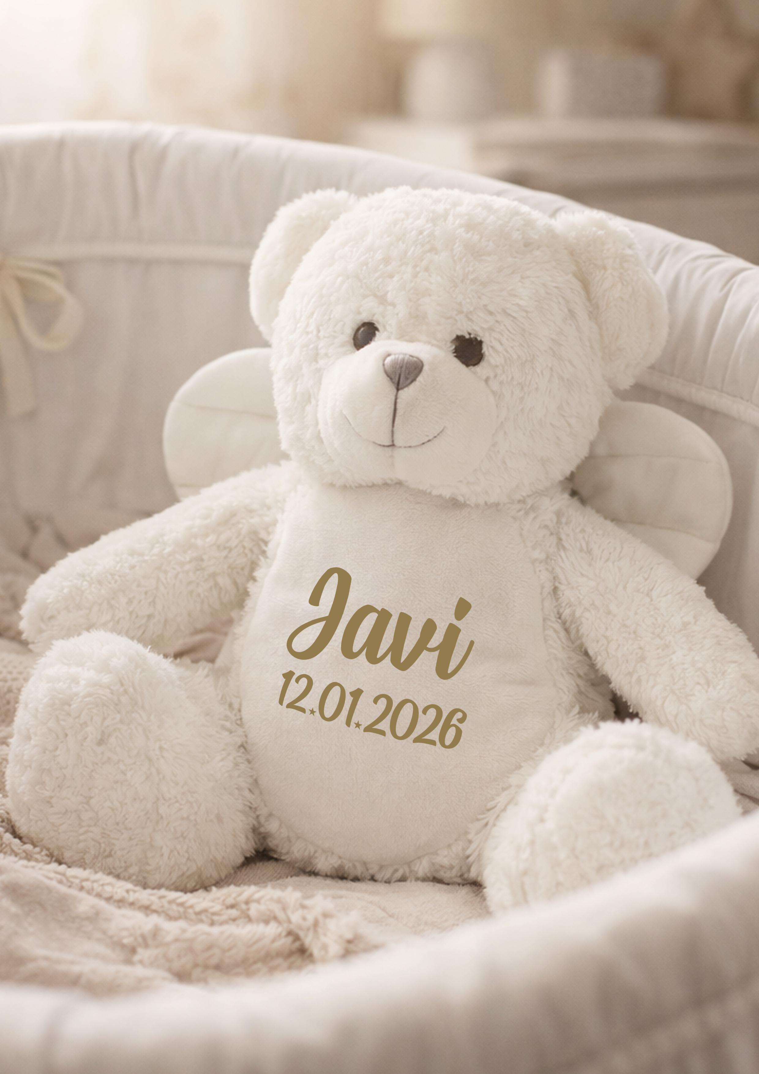 Sterrenknuffel Teddy vleugels wit met rits 40cm - Drukgeluk