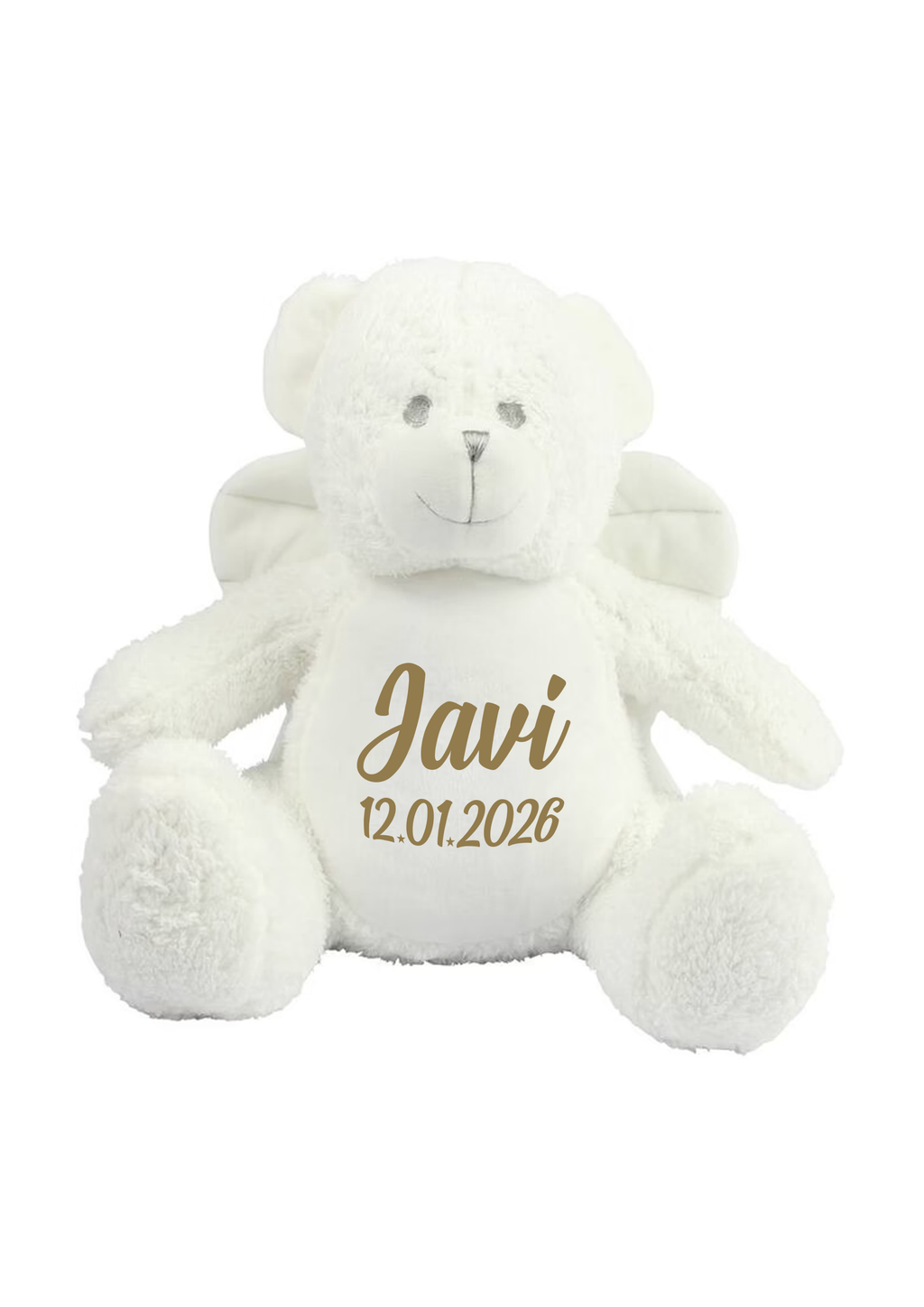 Sterrenknuffel Teddy vleugels wit met rits 40cm - Drukgeluk