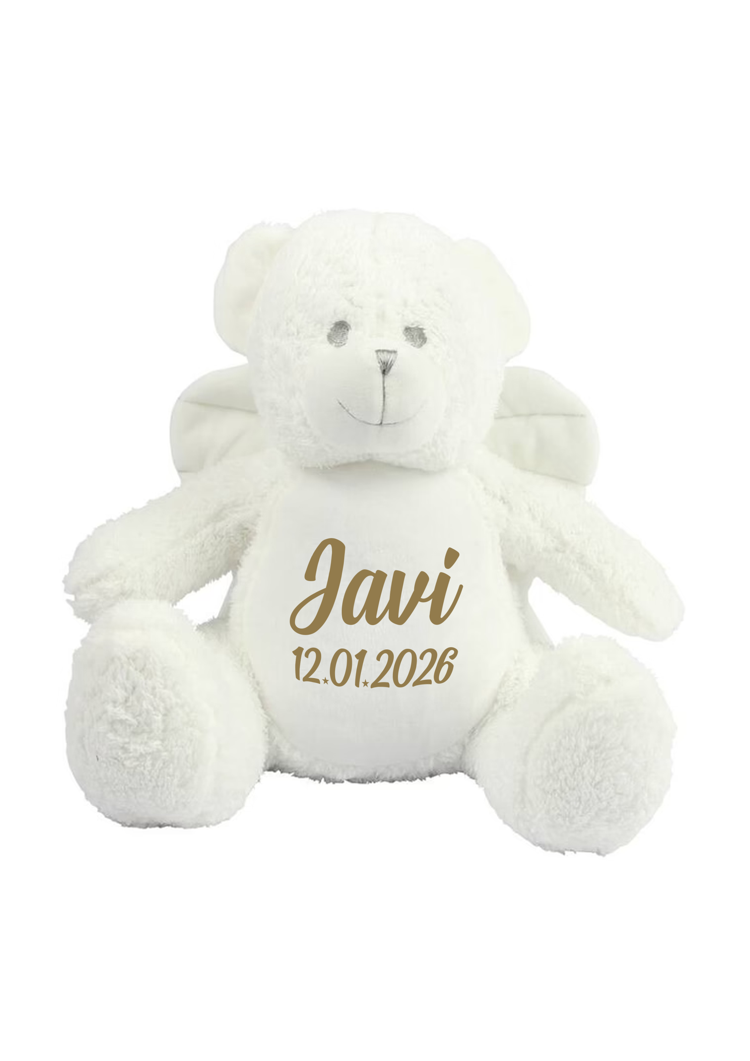 Sterrenknuffel Teddy vleugels wit met rits 40cm - Drukgeluk