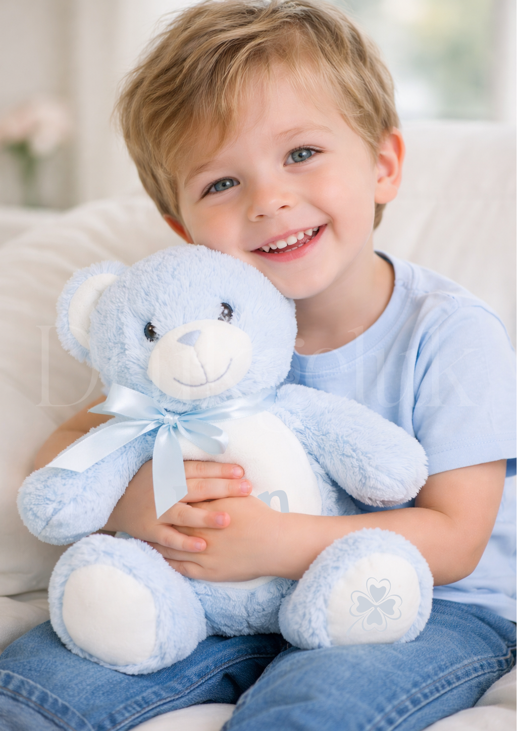 Wensknuffel Teddy blauw 23cm - Drukgeluk