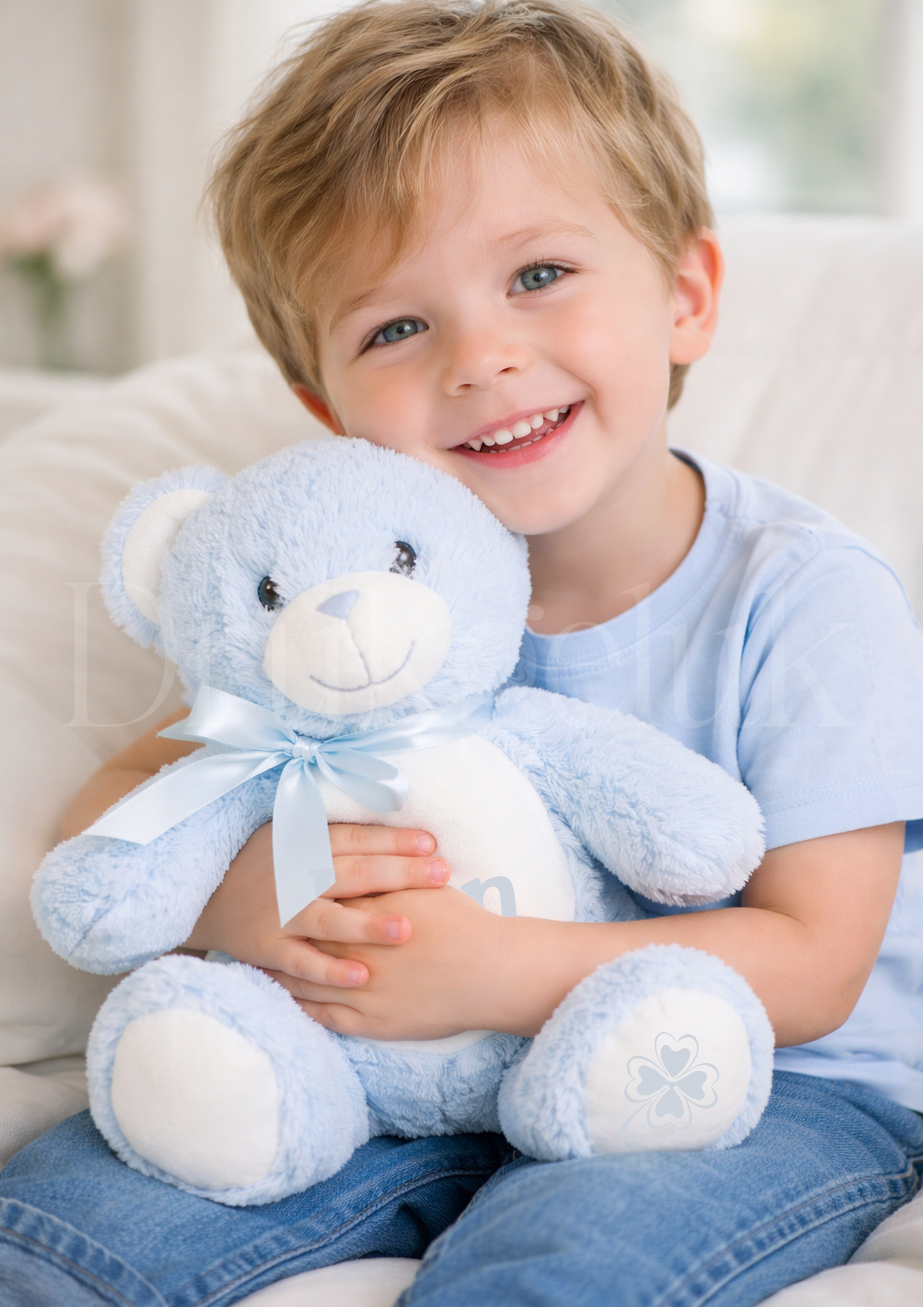 Wensknuffel Teddy blauw 23cm - Drukgeluk