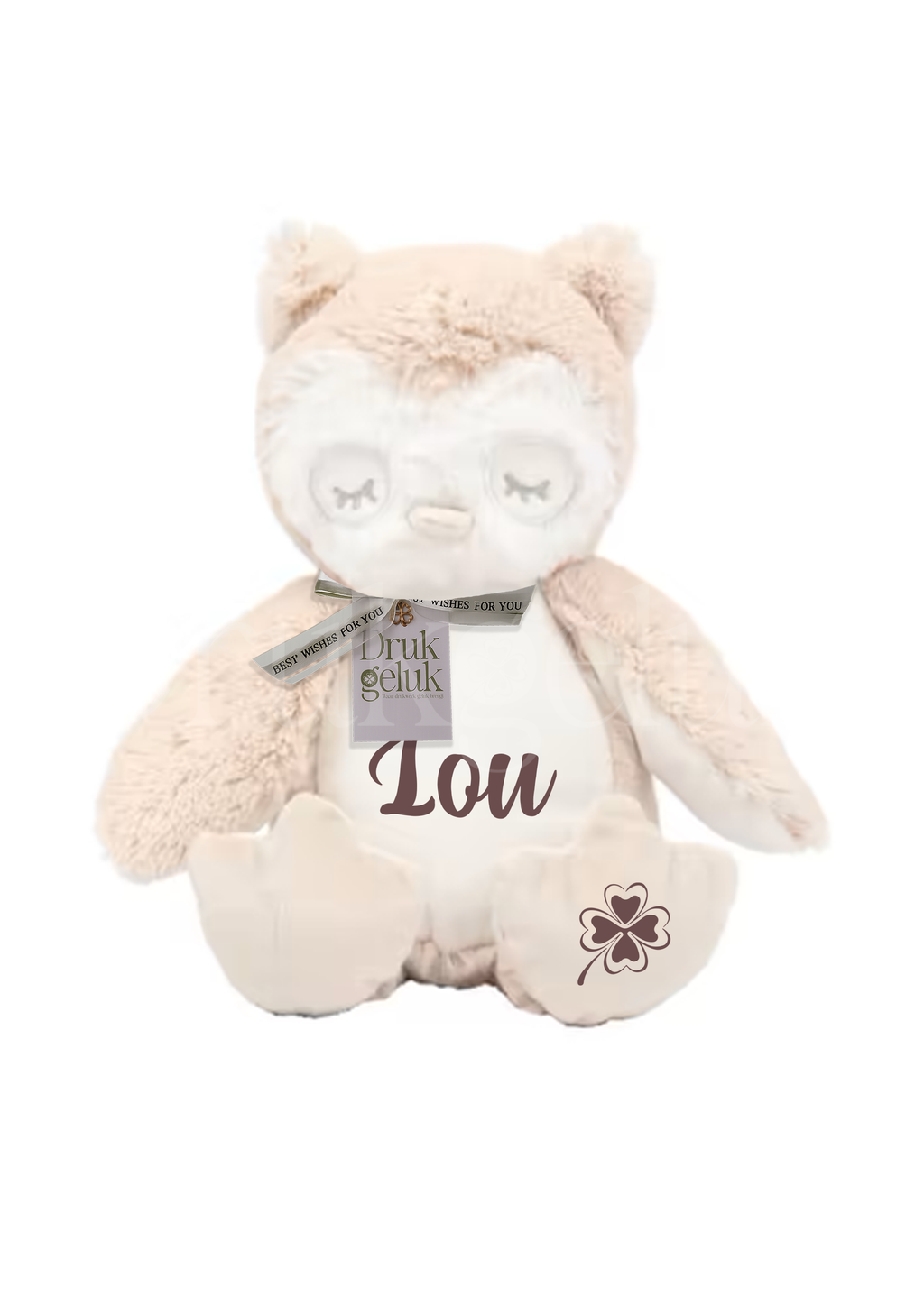 Wensknuffel Uil beige 23cm - Drukgeluk