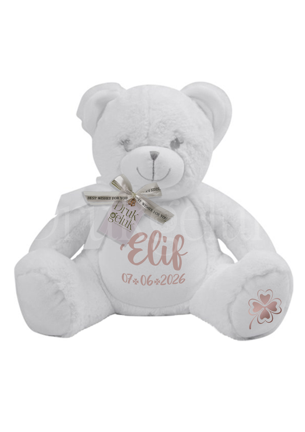 Wensknuffel Teddy wit 40 cm - Drukgeluk