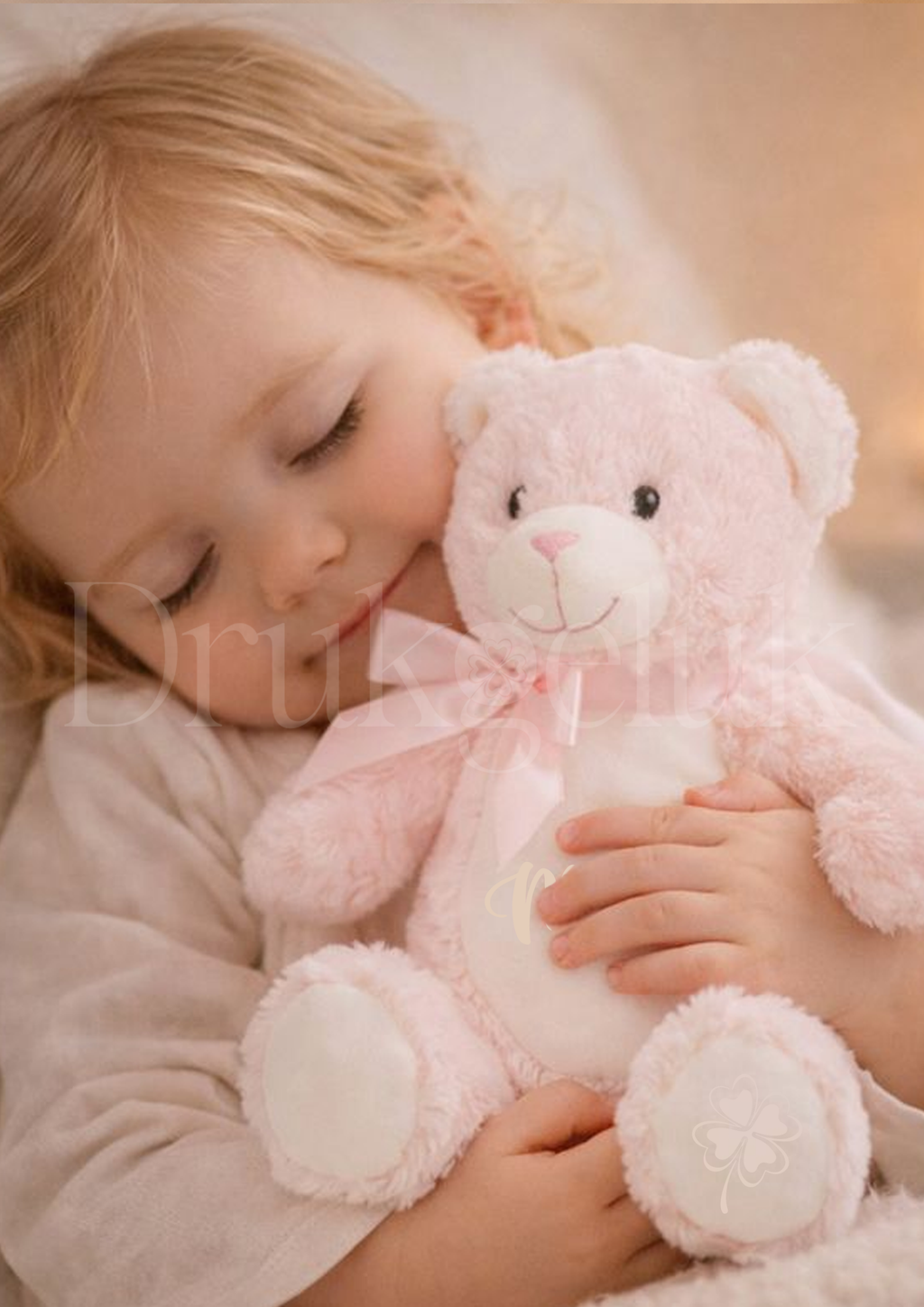 Wensknuffel Teddy roze 23cm - Drukgeluk