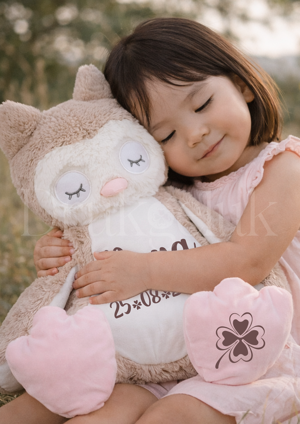Wensknuffel Uil beige met rits 40 cm - Drukgeluk
