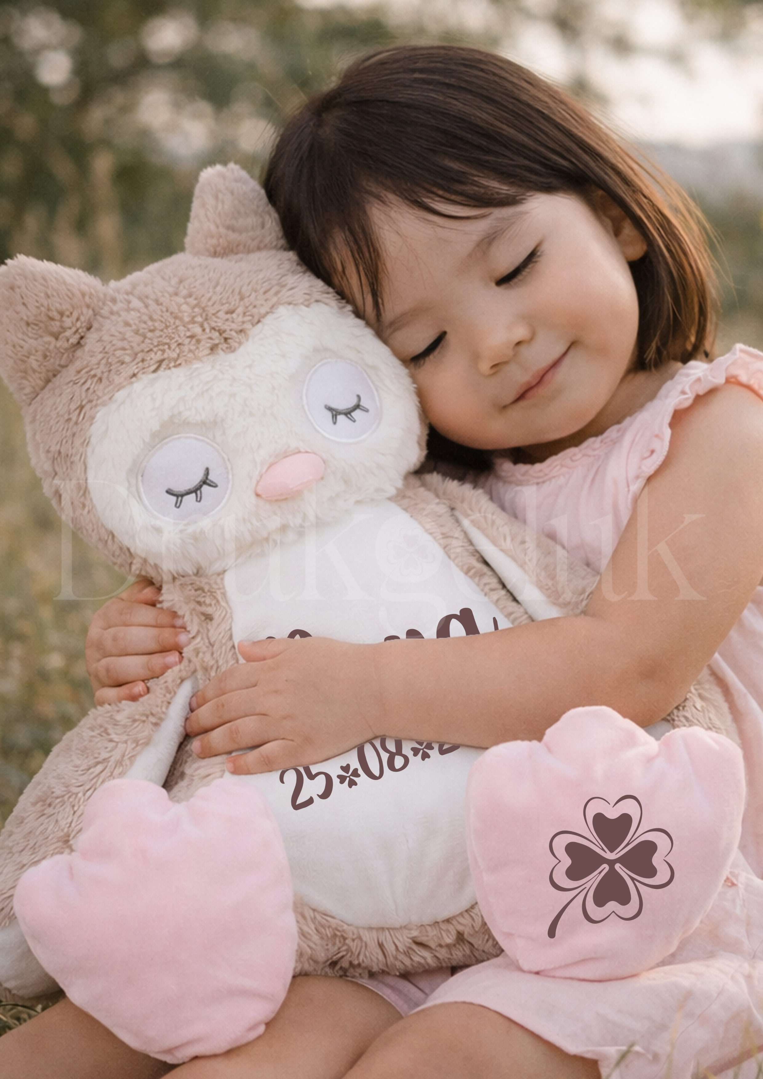 Wensknuffel Uil beige met rits 40 cm - Drukgeluk