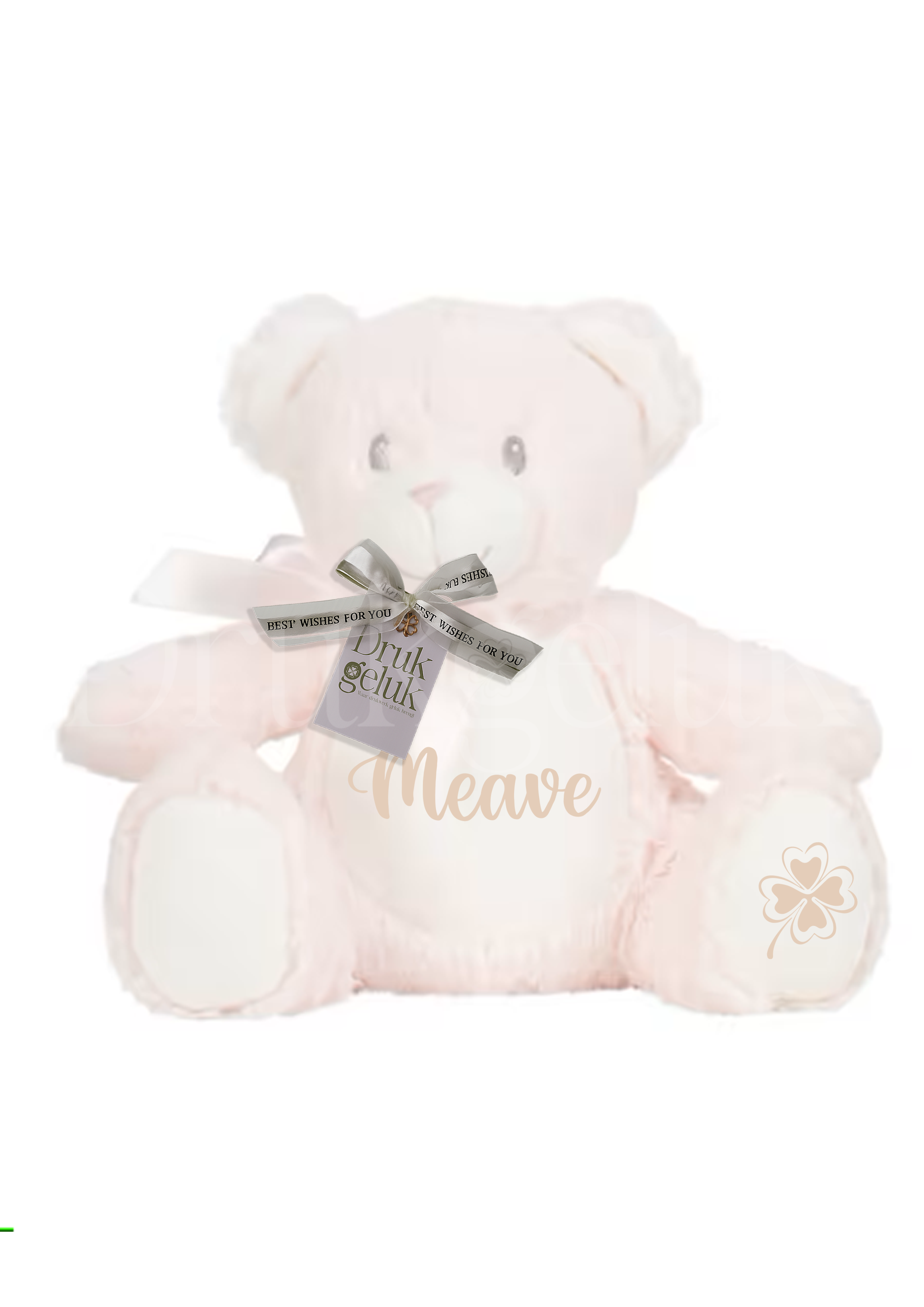 Wensknuffel Teddy roze 23cm - Drukgeluk