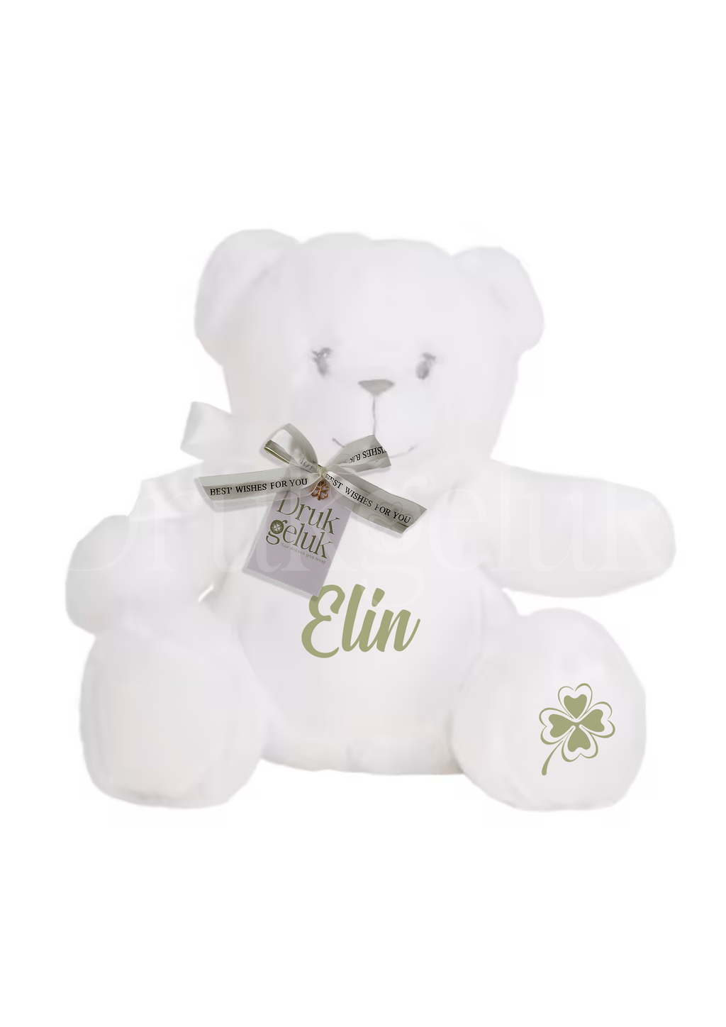 Wensknuffel Teddy wit 23cm - Drukgeluk
