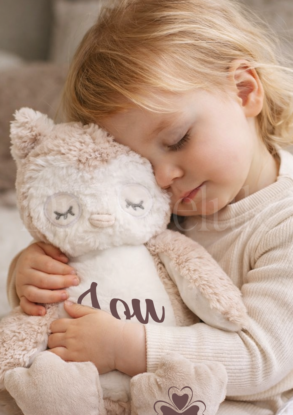Wensknuffel Uil beige 23cm - Drukgeluk