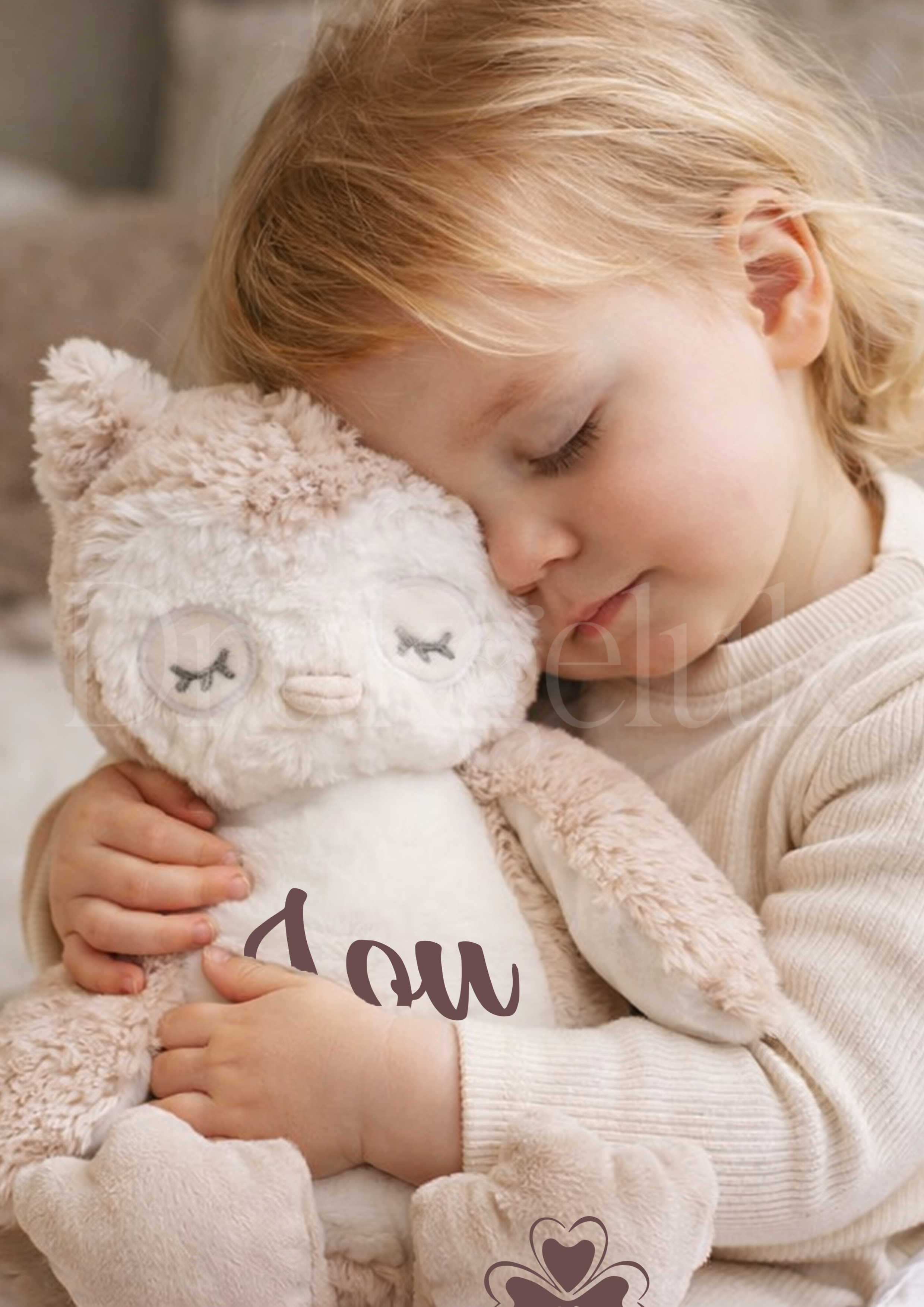 Wensknuffel Uil beige 23cm - Drukgeluk